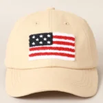 Gorra de béisbol con parche chenille de la bandera estadounidense