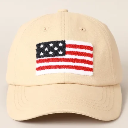 Gorra de béisbol con parche chenille de la bandera estadounidense