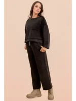 Conjunto de Top de Punto Casual Lavado Mineral y Pantalones - Imagen 3