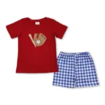 Camiseta de béisbol de algodón bordada y pantalones cortos. - Imagen 2