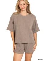 Camiseta Acanalada y Shorts, Conjunto de 2 piezas - Imagen 3
