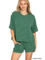 Camiseta Acanalada y Shorts, Conjunto de 2 piezas