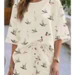 Conjunto LDC Shift de cintura alta y manga corta con estampado de pato azulón