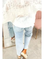 Vaqueros de denim sólidos deshilachados de corte regular, cortos, lavado claro, talla 4-4X - Imagen 2